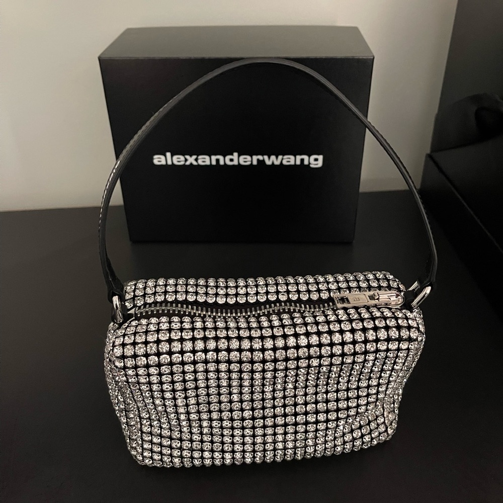 ALEXANDER WANG rhinestone mesh pouch. Worn ONCE. Still in new condition